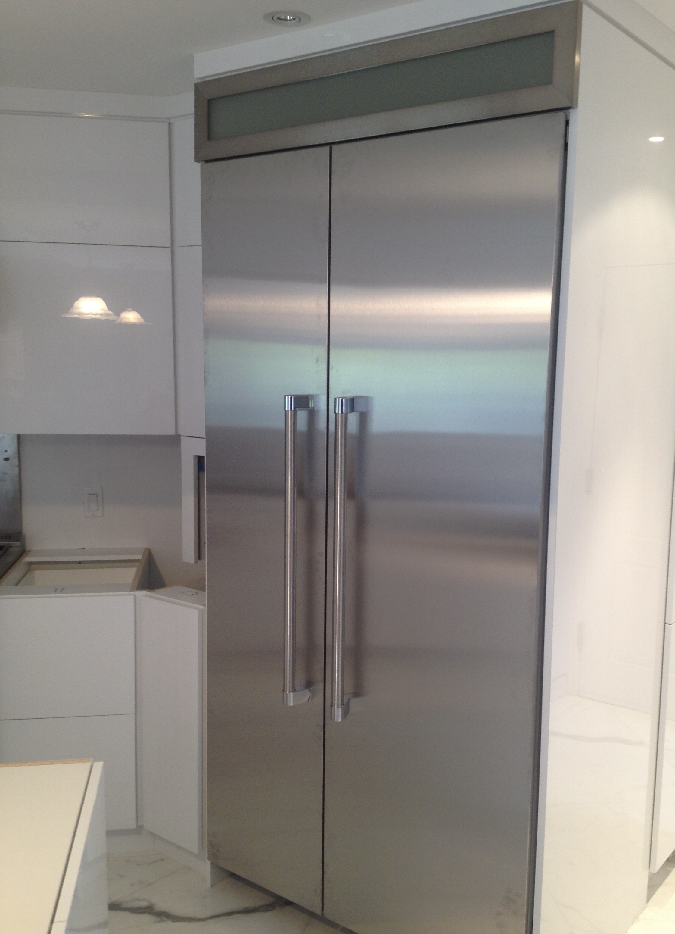 THERMADOR dual merged fridges freezer before and after STAINLESS PANELS (4)