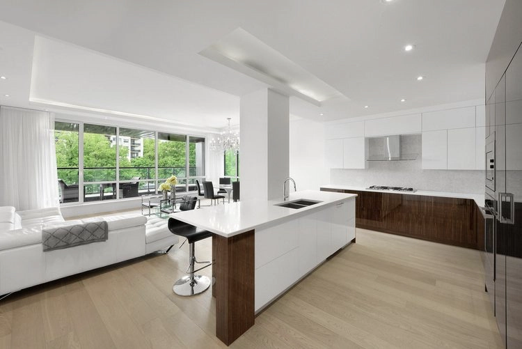 Counter-depth dishwasher and refrigerator installation in a high-end appliance service at the Redfern Project, Westmount.